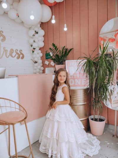 Lace dress with train
