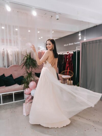 Delicate dress with train