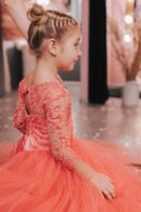 Floor-Length Dress Made Of Delicate Tulle With Lace Top