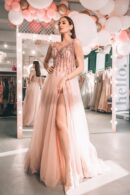 Delicate Dress Made Of Tulle With Trim Made Of Bisera