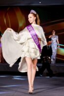 Ivory Silk Mini Dress With An Asymmetric Cape And Tiered Skirt