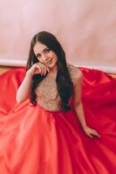 Dress With A Satin Skirt And Stone-Embroidered Top