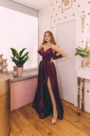 Dress floor-length purple bandeau