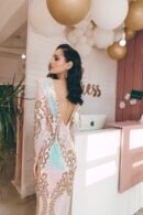 Sequined dress floor-length with open back