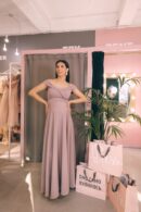 Dress On Straps Off-The-Shoulder And Belt At The Waist