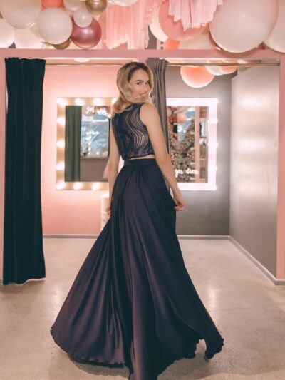 Satin Skirt And Beaded Top Set