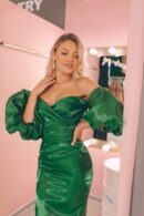 Dress With Metallic Shine, Lantern Sleeves