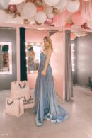Bandeau Dress With A Train And Silver Shine