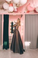 Tulle Dress With Sparkling Pink Lining And Long Transparent Sleeves