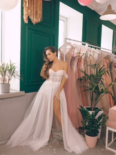 Lace-Embroidered Bodysuit With A Tulle Skirt