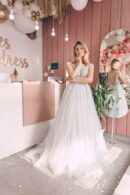 Dress Tulle With A Train, Top Embroidered Beads And Flowers