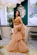Floor-Length Dress Made Of Delicate Tulle With A Corset