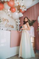 Floor-Length Dress Turquoise With Lacing, Top Embroidered With Flowers