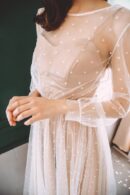 Cape Midi-Length And White Tulle In Polka Dots