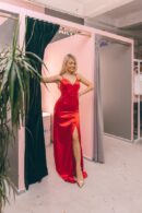 Floor-Length Dress Red With A Thigh-High Slit