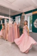 Light Pink Floor-Length Tulle Dress With An Embroidered Top