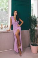 Floor-Length Dress Lilac With A Thigh-High Slit