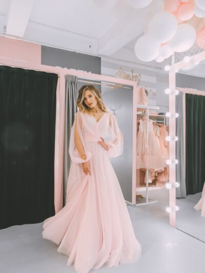 Dress powder pink made of glitter tulle