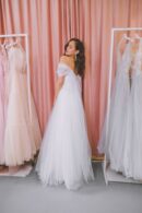 Full-Skirt Tulle Dress With Shoulder Trains