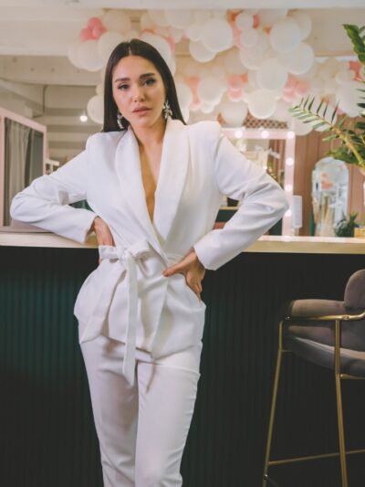 Blazer Dress With Ribbon-Belt