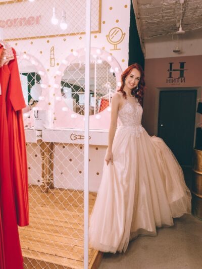 Tulle Dress With A Top Embroidered With White Flowers