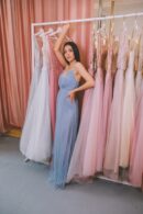 Dress Made Of Pleated Tulle With Decorated Straps