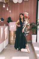 Dress floor-length black made of dense satin with thin straps
