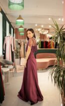 Dress Made Of Lightweight Satin With A Lace Bolero